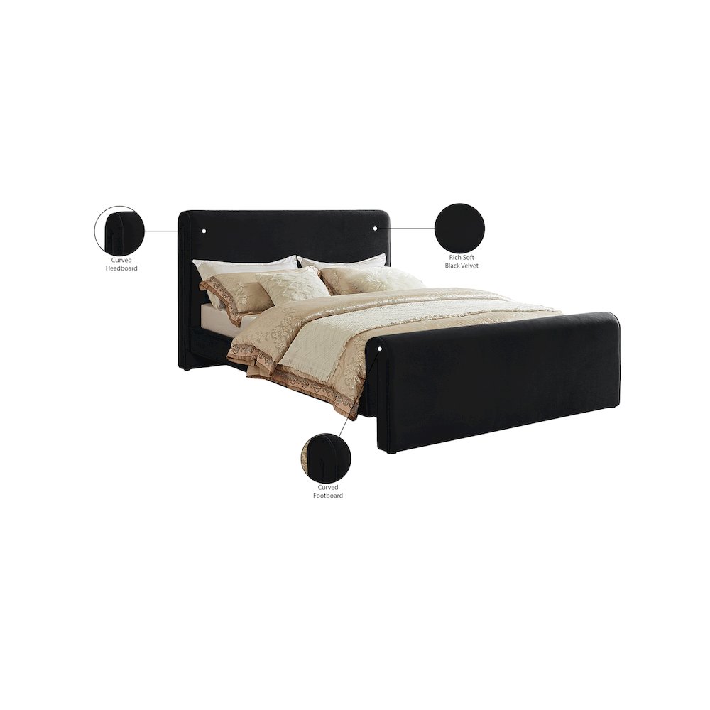 Sloan Black Velvet Full Bed