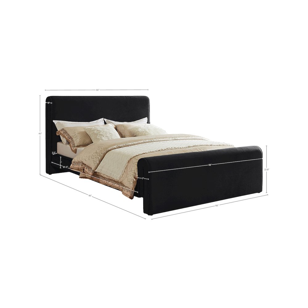 Sloan Black Velvet Queen Bed