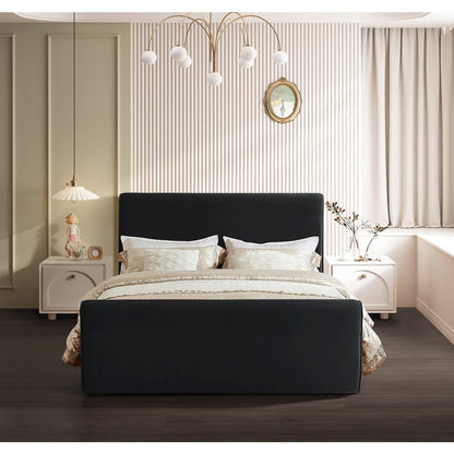 Sloan Black Velvet Queen Bed