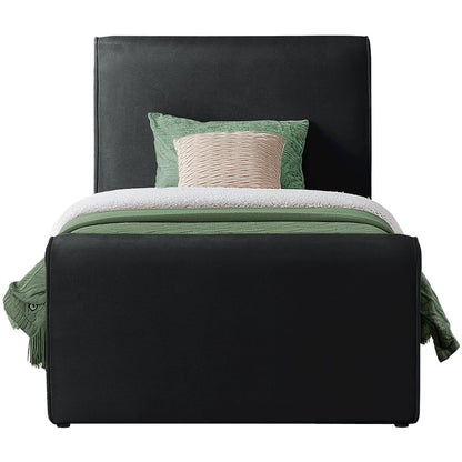 Sloan Black Velvet Twin Bed