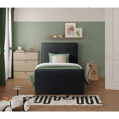 Sloan Black Velvet Twin Bed