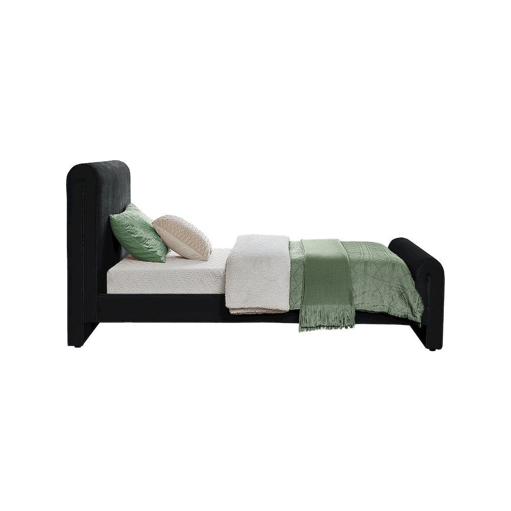 Sloan Black Velvet Twin Bed
