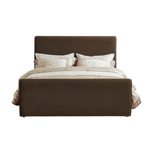 Sloan Velvet Upholstered Platform Bed with Panel Headboard, Brown Velvet, Full