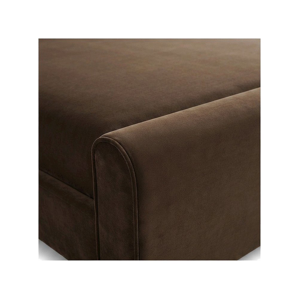 Sloan Velvet Upholstered Platform Bed with Panel Headboard, Brown Velvet, Queen