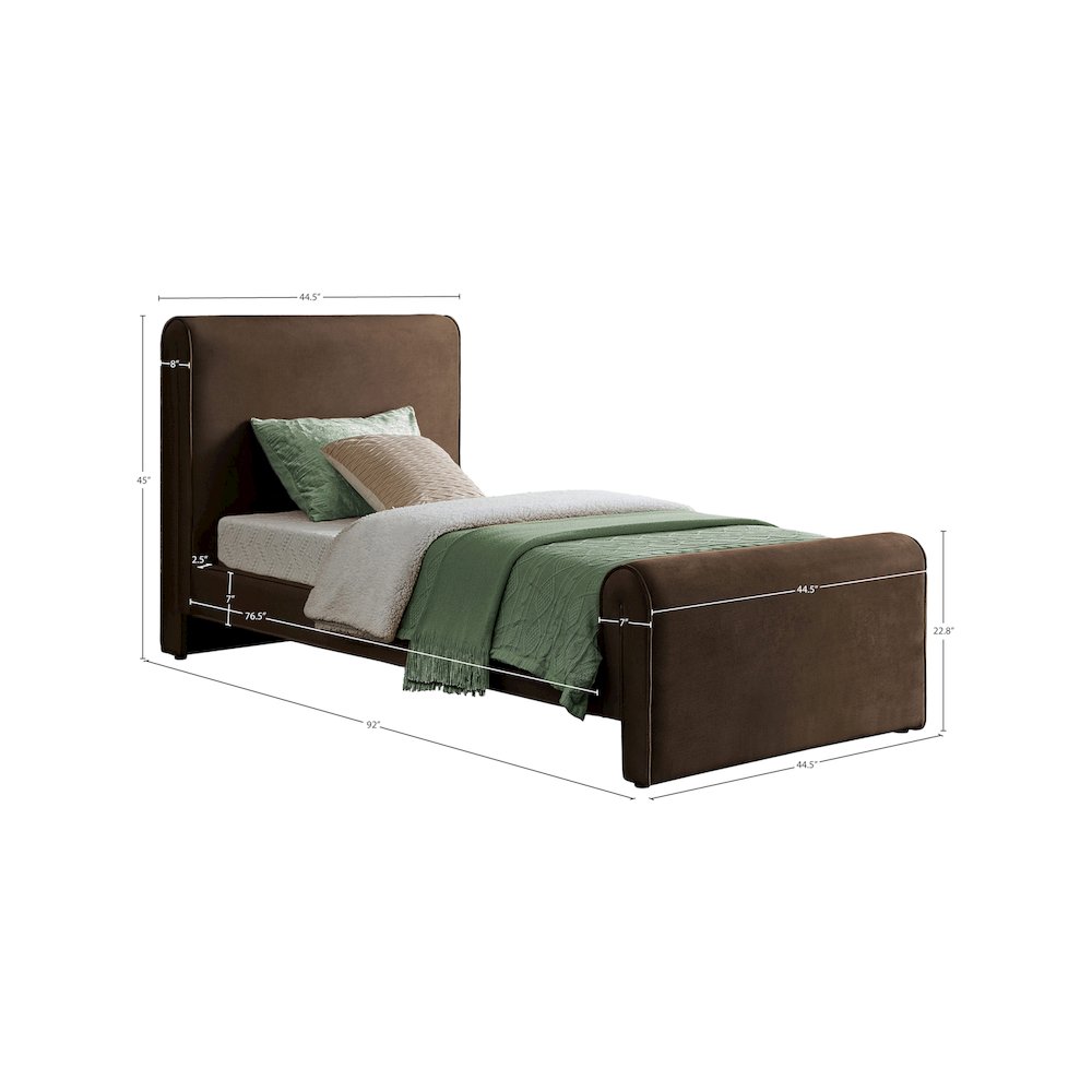 Sloan Brown Velvet Twin Bed