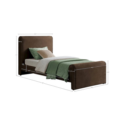 Sloan Brown Velvet Twin Bed