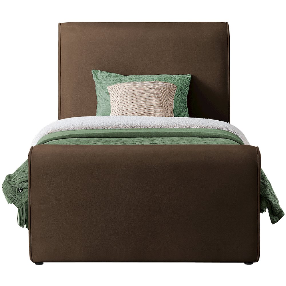 Sloan Brown Velvet Twin Bed