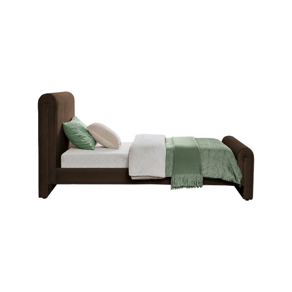 Sloan Brown Velvet Twin Bed