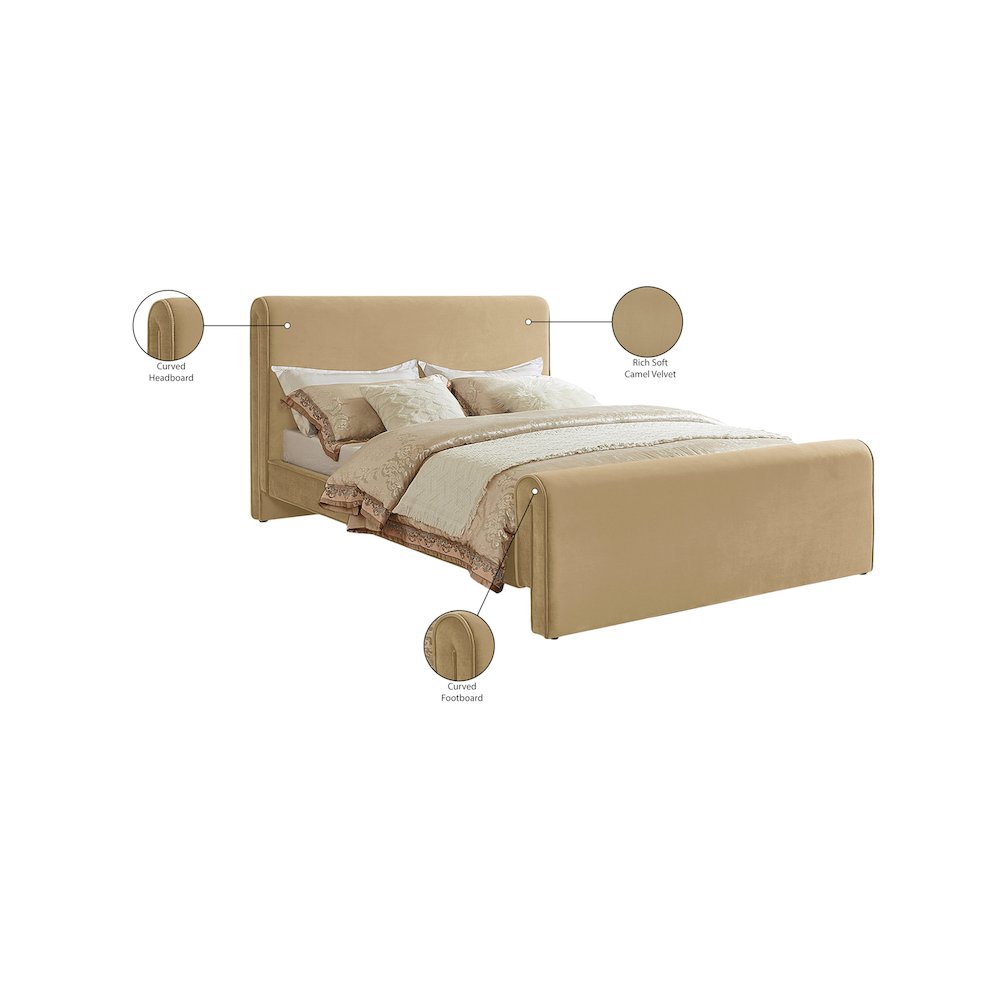 Sloan Camel Velvet Queen Bed