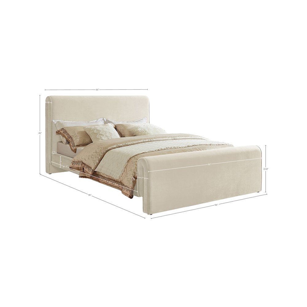 Sloan Cream Velvet Queen Bed