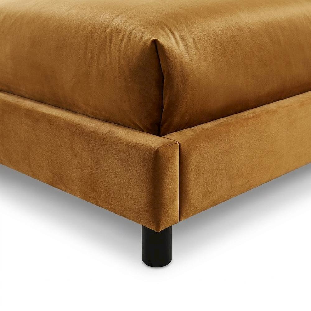 Sloan Velvet Upholstered Platform Bed with Panel Headboard, Saddle Velvet, Queen