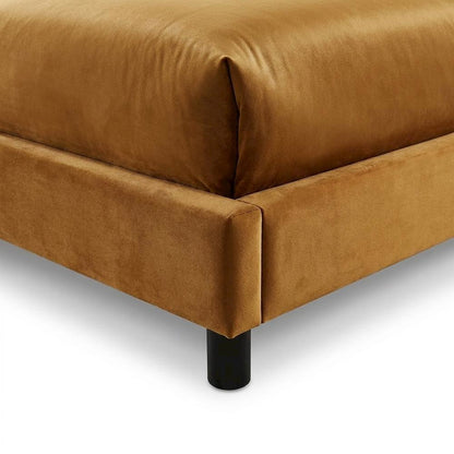 Sloan Velvet Upholstered Platform Bed with Panel Headboard, Saddle Velvet, Queen