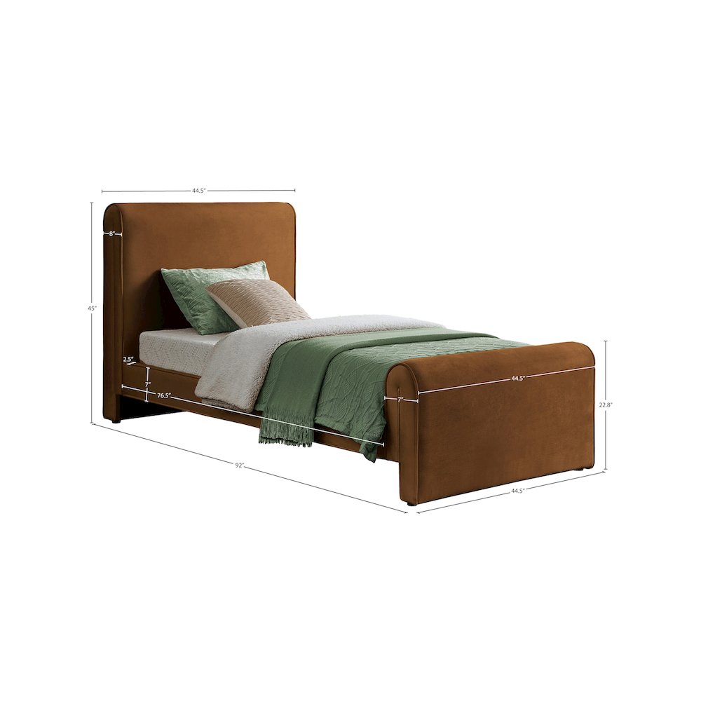 Sloan Saddle Velvet Twin Bed