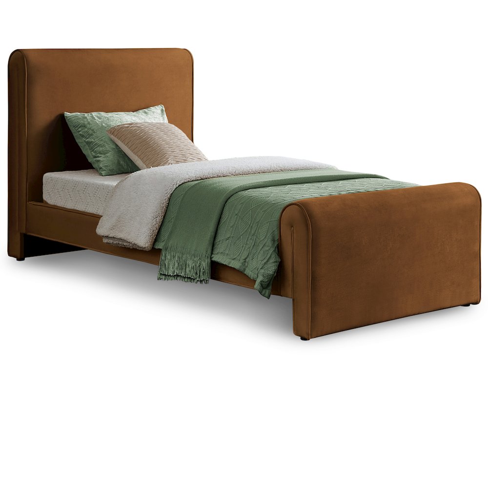 Sloan Saddle Velvet Twin Bed