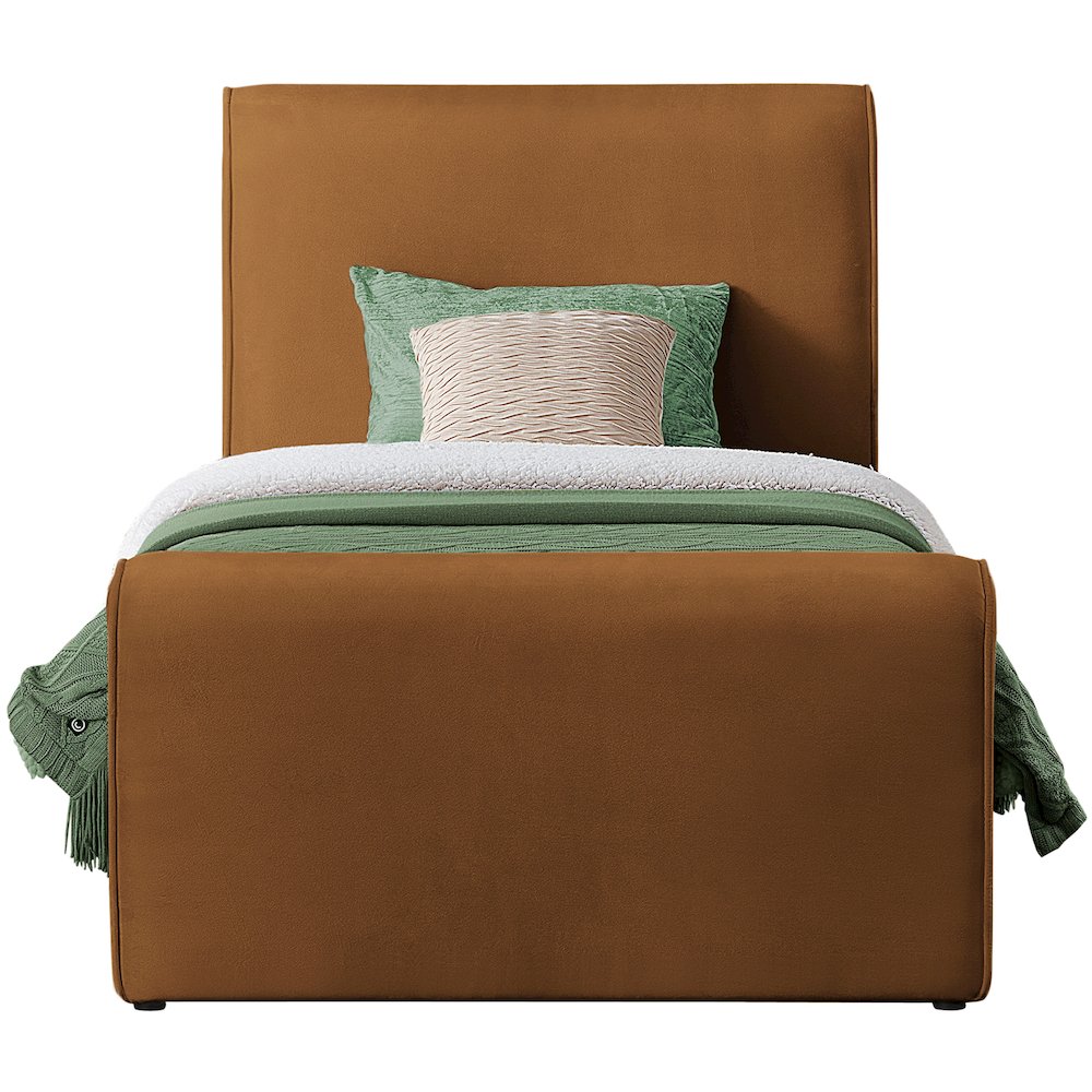Sloan Saddle Velvet Twin Bed