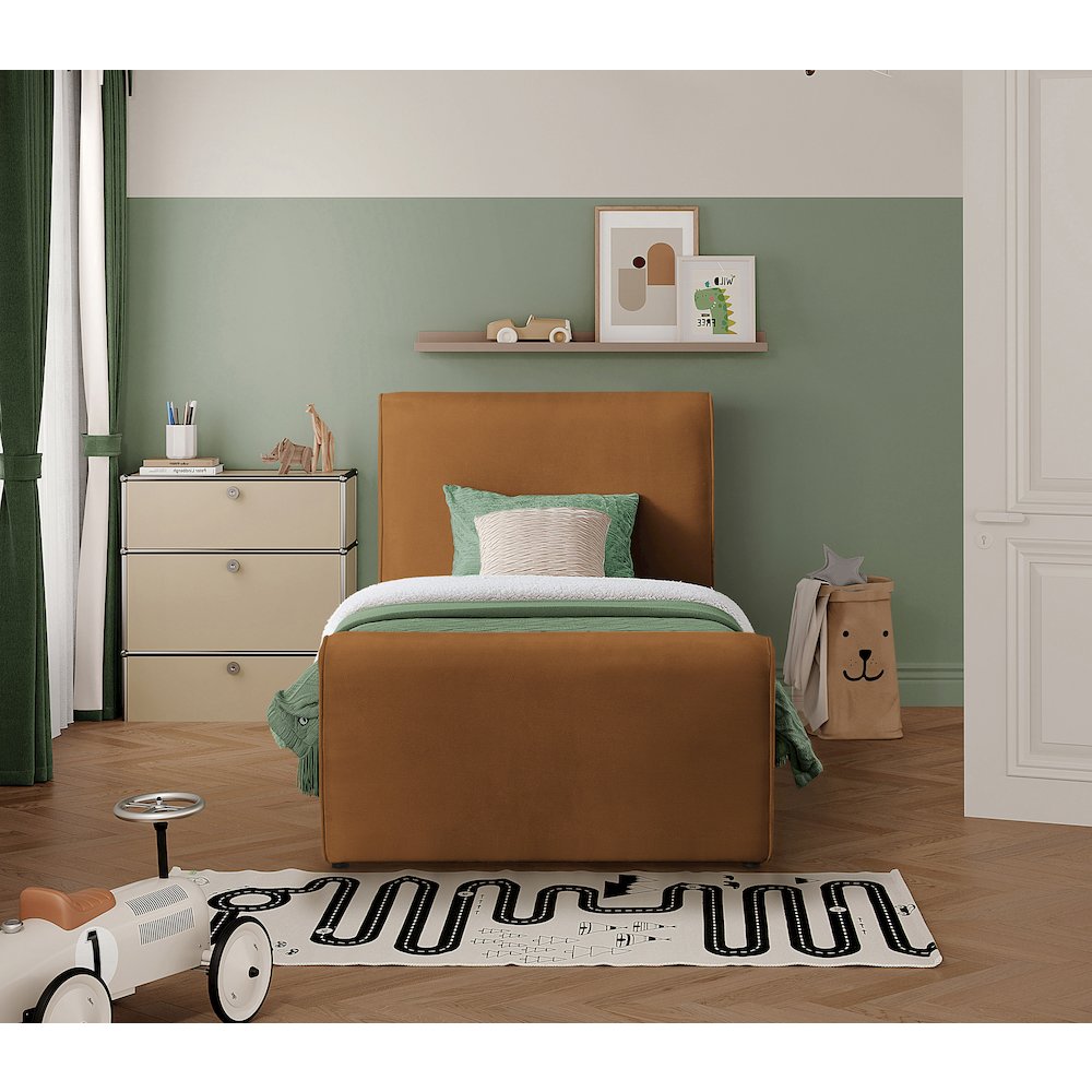 Sloan Saddle Velvet Twin Bed
