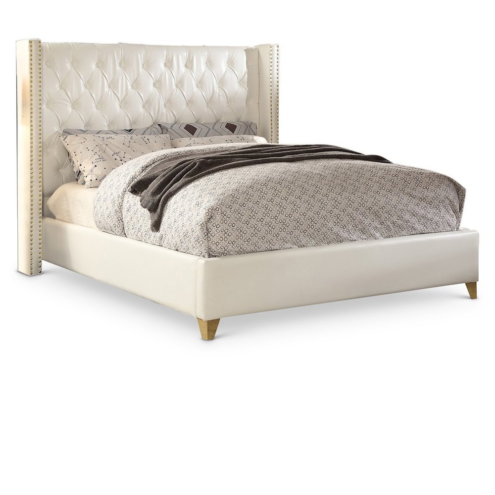 Soho White Vegan Leather Full Bed