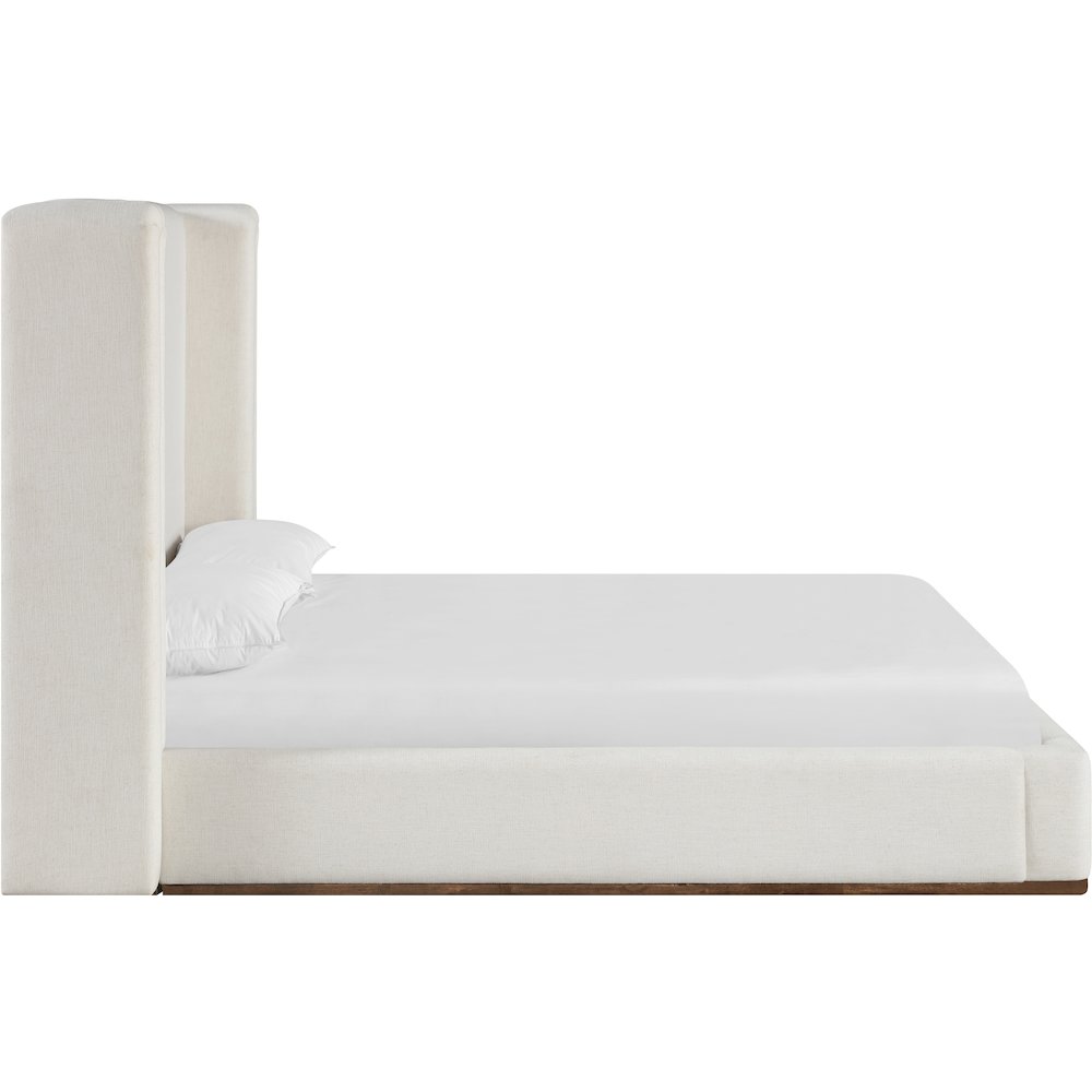 Solange Cream Linen Textured Fabric Upholstered Full Bed