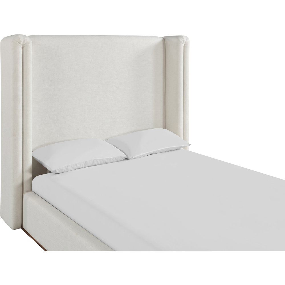 Solange Cream Linen Textured Fabric Upholstered Full Bed
