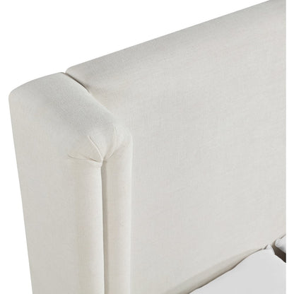 Solange Cream Linen Textured Fabric Upholstered Full Bed