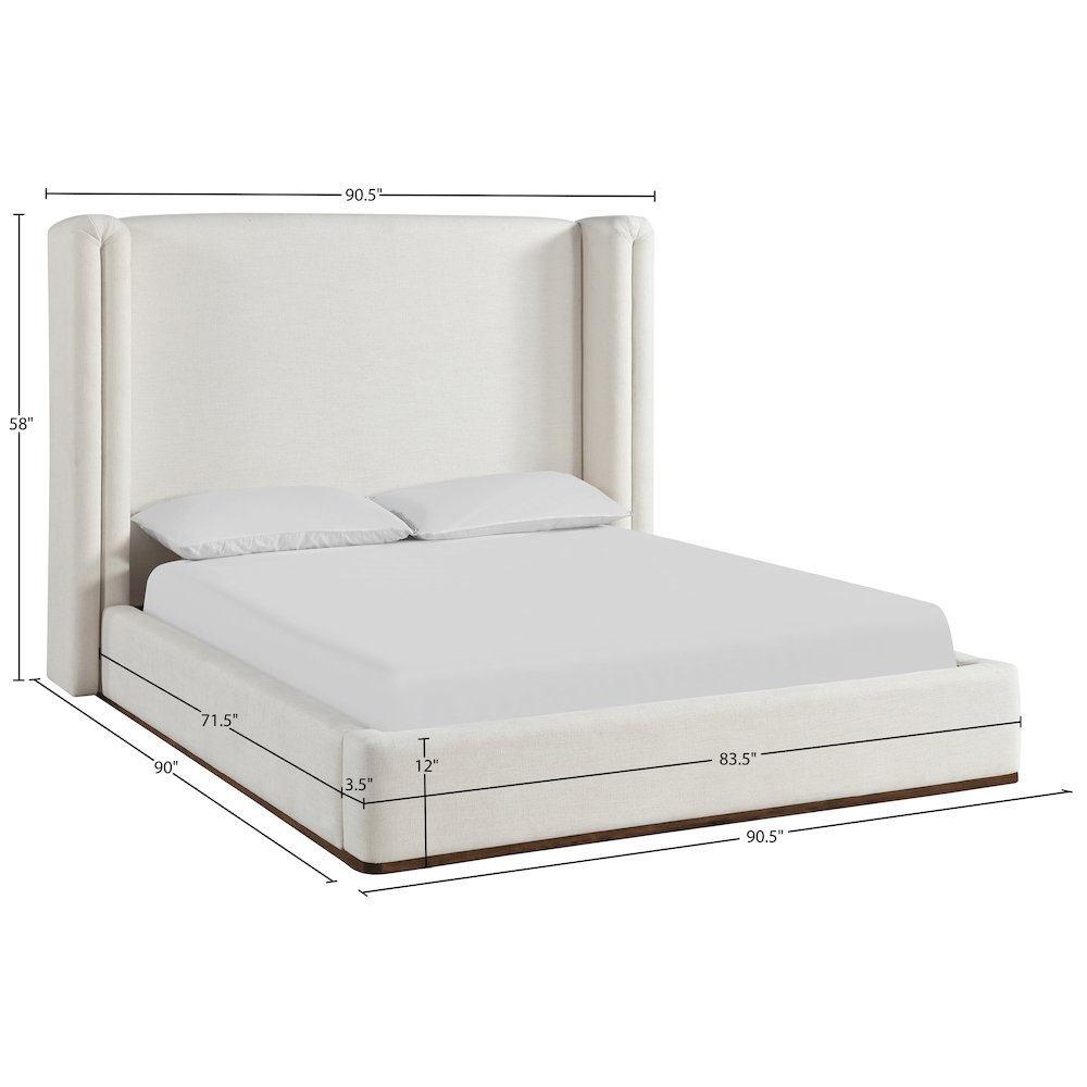 Solange Cream Linen Textured Fabric Upholstered King Bed