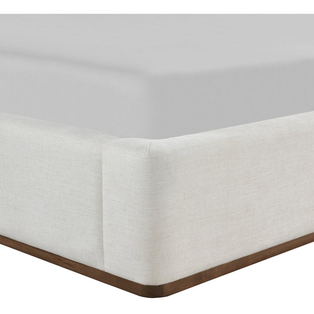 Solange Cream Linen Textured Fabric Upholstered King Bed