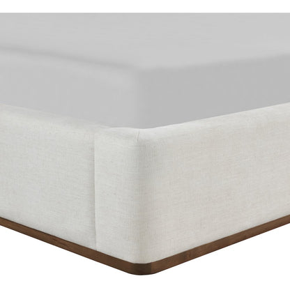 Solange Cream Linen Textured Fabric Upholstered King Bed