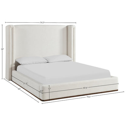 Solange Cream Linen Textured Fabric Upholstered Queen Bed
