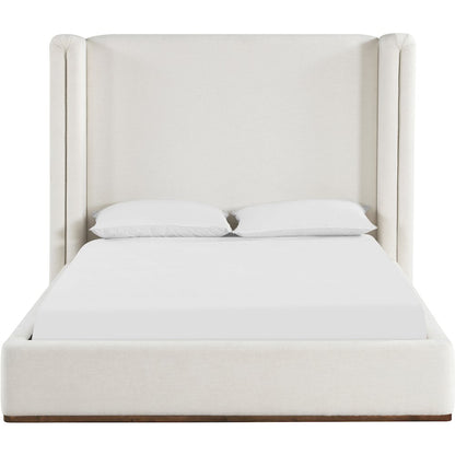 Solange Cream Linen Textured Fabric Upholstered Queen Bed
