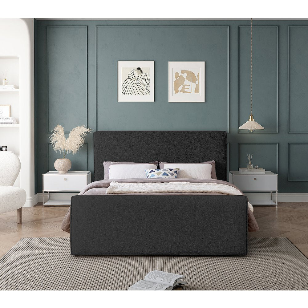 Stylus Black Boucle Fabric Full Bed