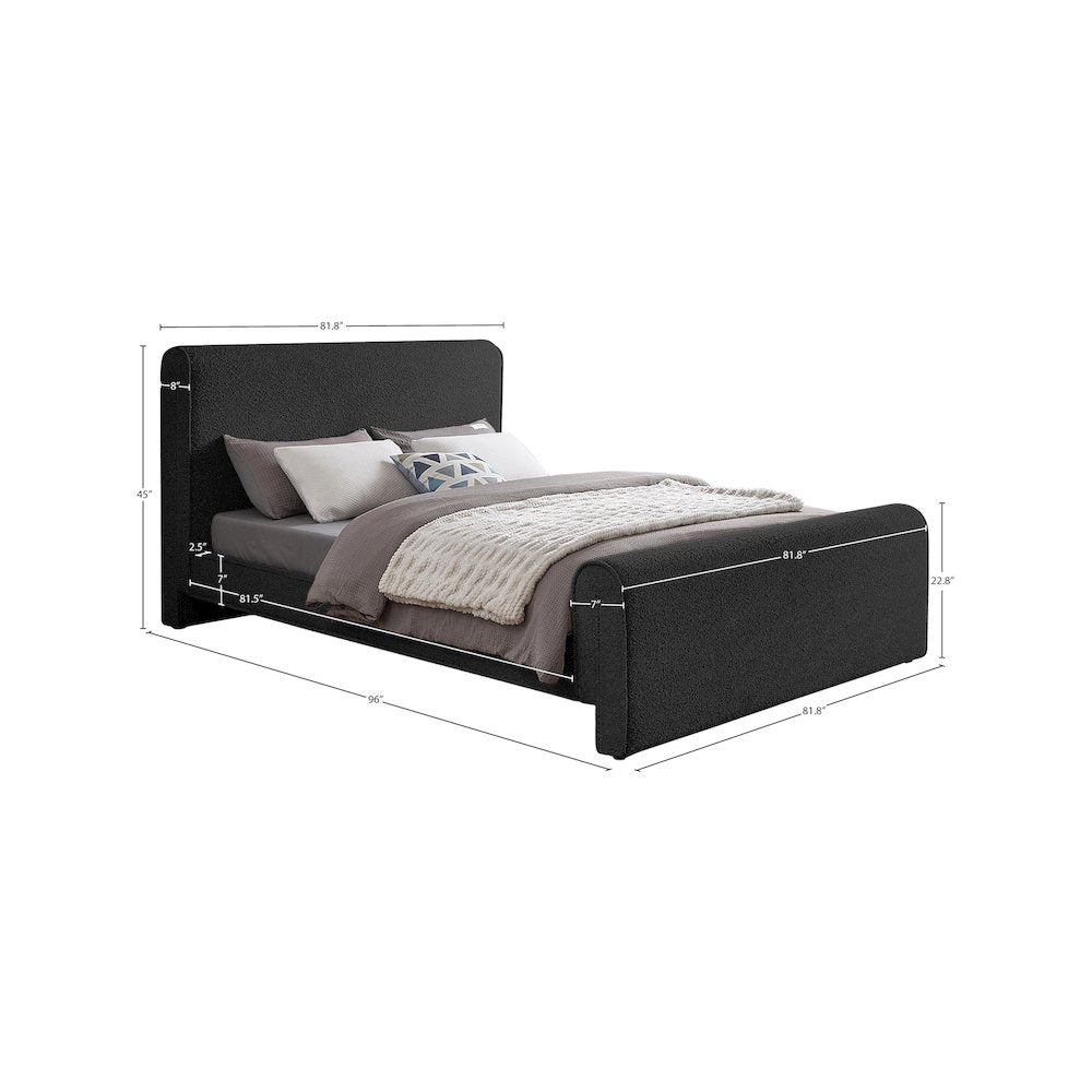 Stylus Black Boucle Fabric King Bed