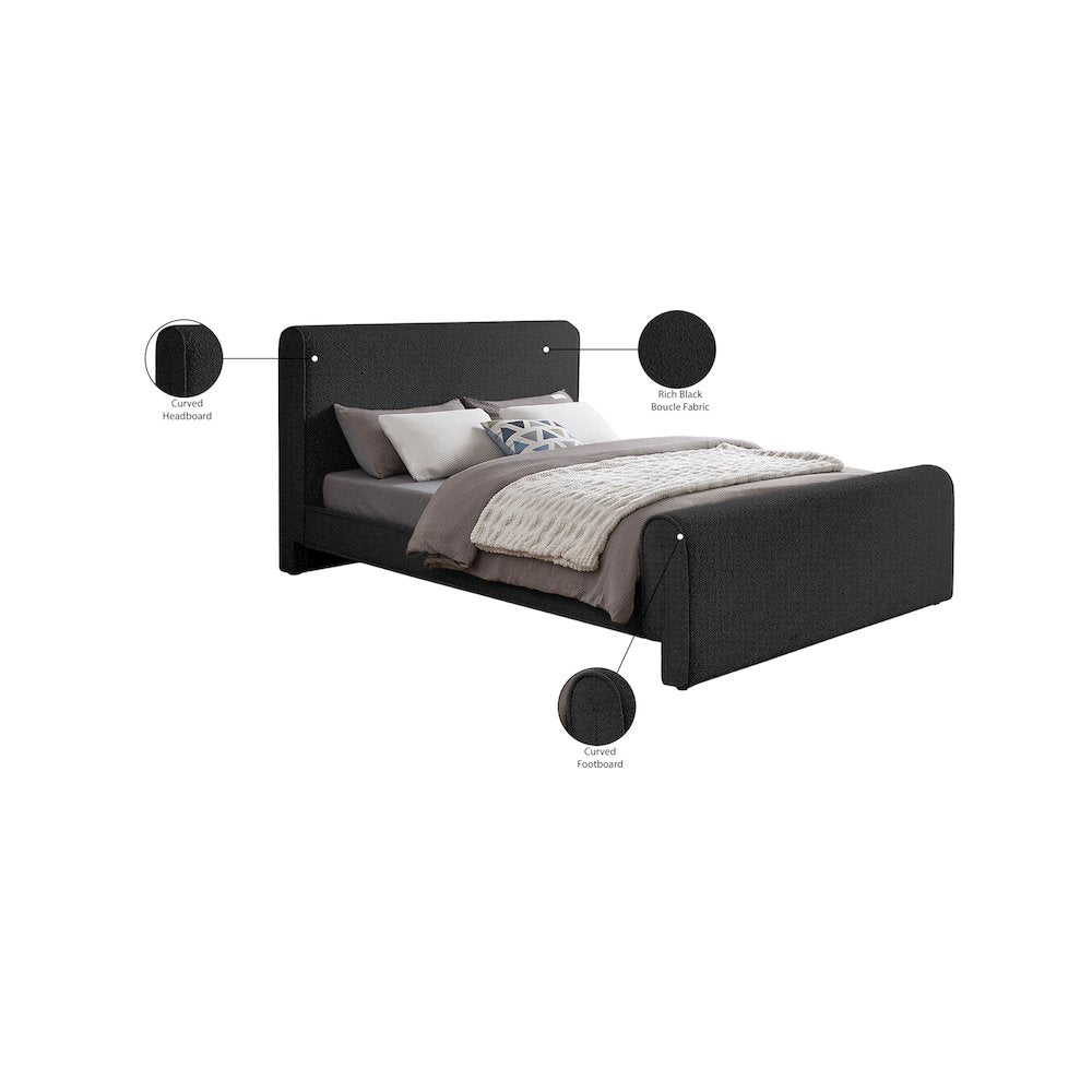 Stylus Black Boucle Fabric King Bed