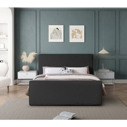 Stylus Black Boucle Fabric King Bed