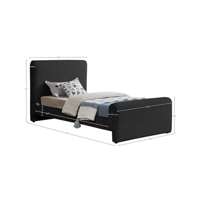 Stylus Black Boucle Fabric Twin Bed