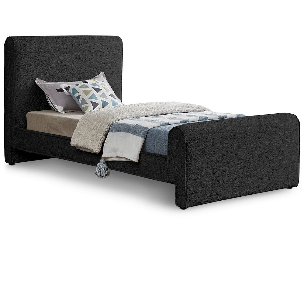 Stylus Black Boucle Fabric Twin Bed