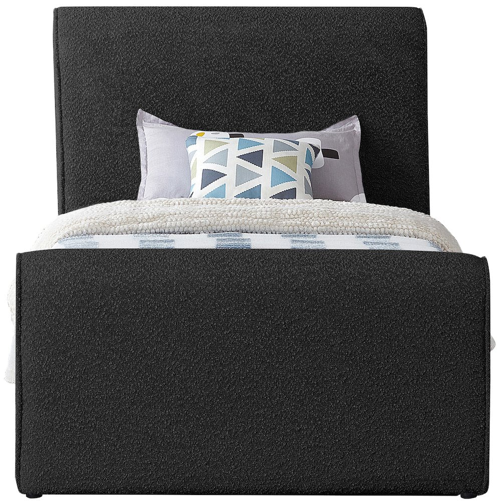 Stylus Black Boucle Fabric Twin Bed