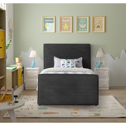 Stylus Black Boucle Fabric Twin Bed
