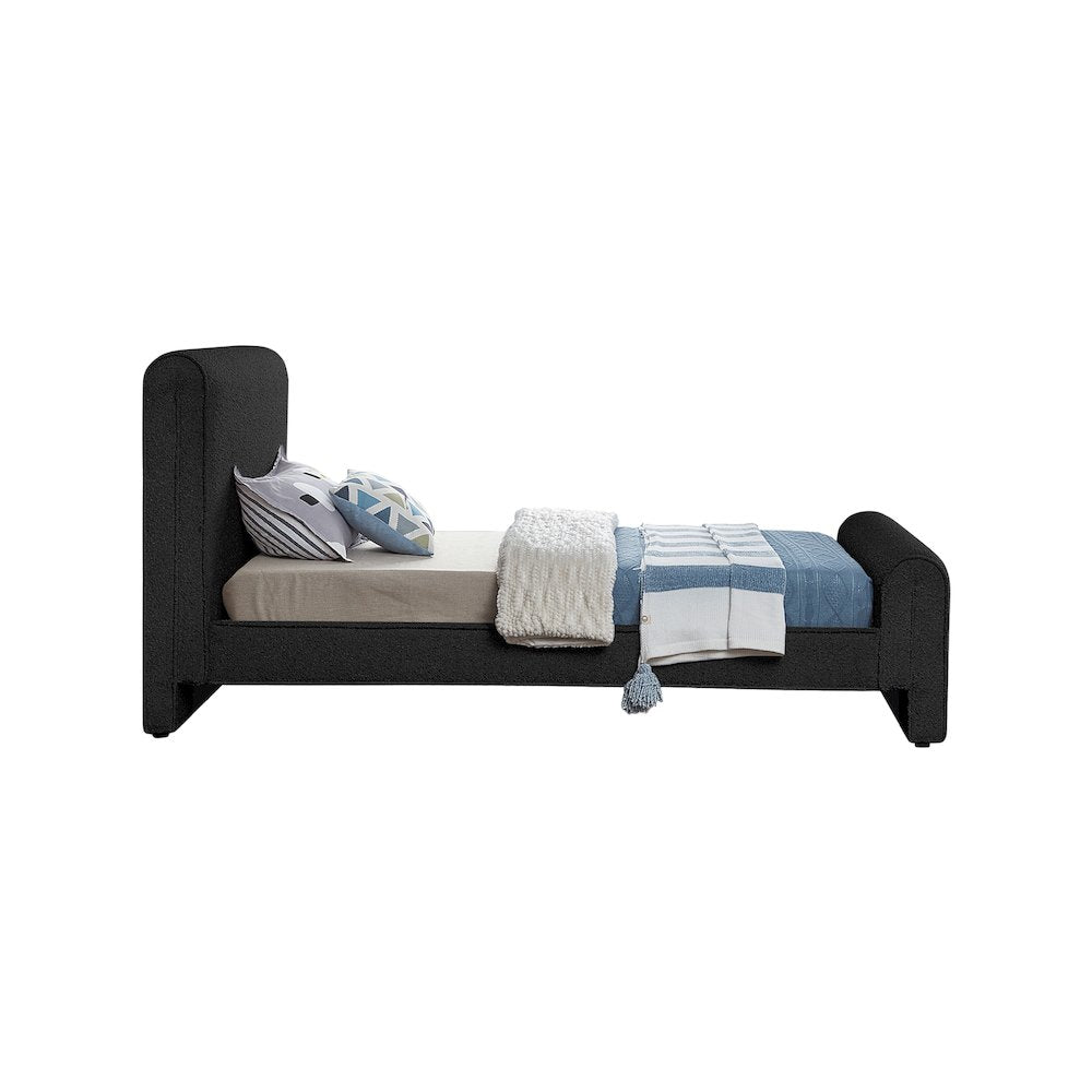 Stylus Black Boucle Fabric Twin Bed
