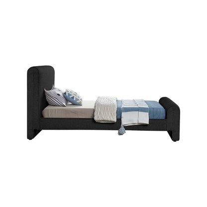 Stylus Black Boucle Fabric Twin Bed