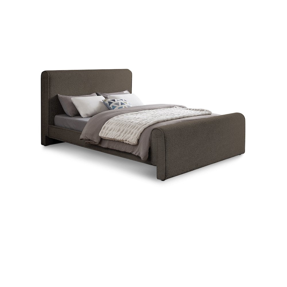 Stylus Brown Boucle Fabric King Bed