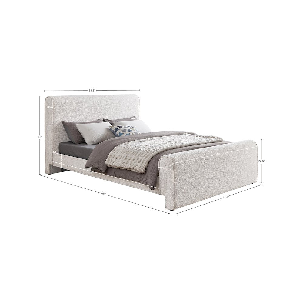 Stylus Cream Boucle Fabric King Bed