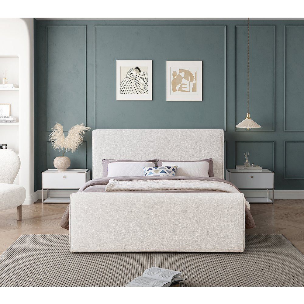 Stylus Cream Boucle Fabric King Bed