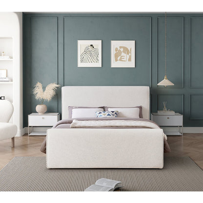 Stylus Cream Boucle Fabric Queen Bed