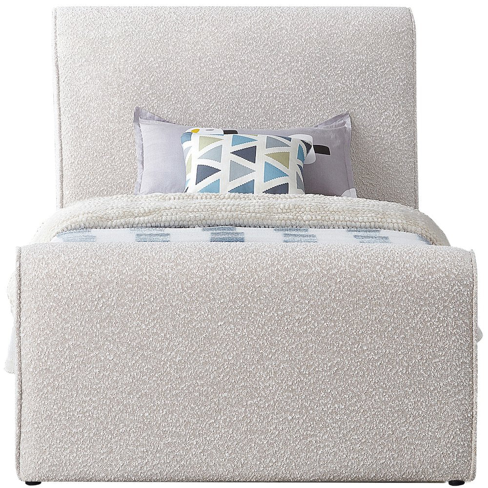 Stylus Cream Boucle Fabric Twin Bed