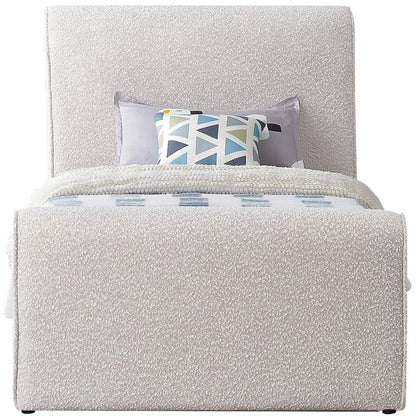 Stylus Cream Boucle Fabric Twin Bed