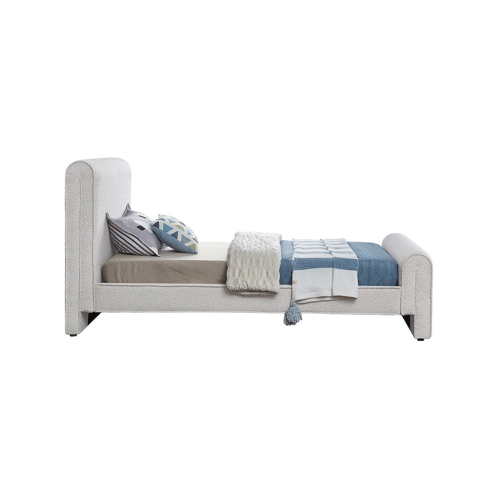 Stylus Cream Boucle Fabric Twin Bed