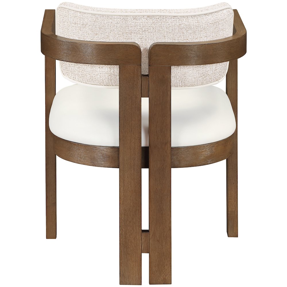 Ravina Beige Vegan Leather and Linen Fabric Upholstered Dining Chair, Set of 2