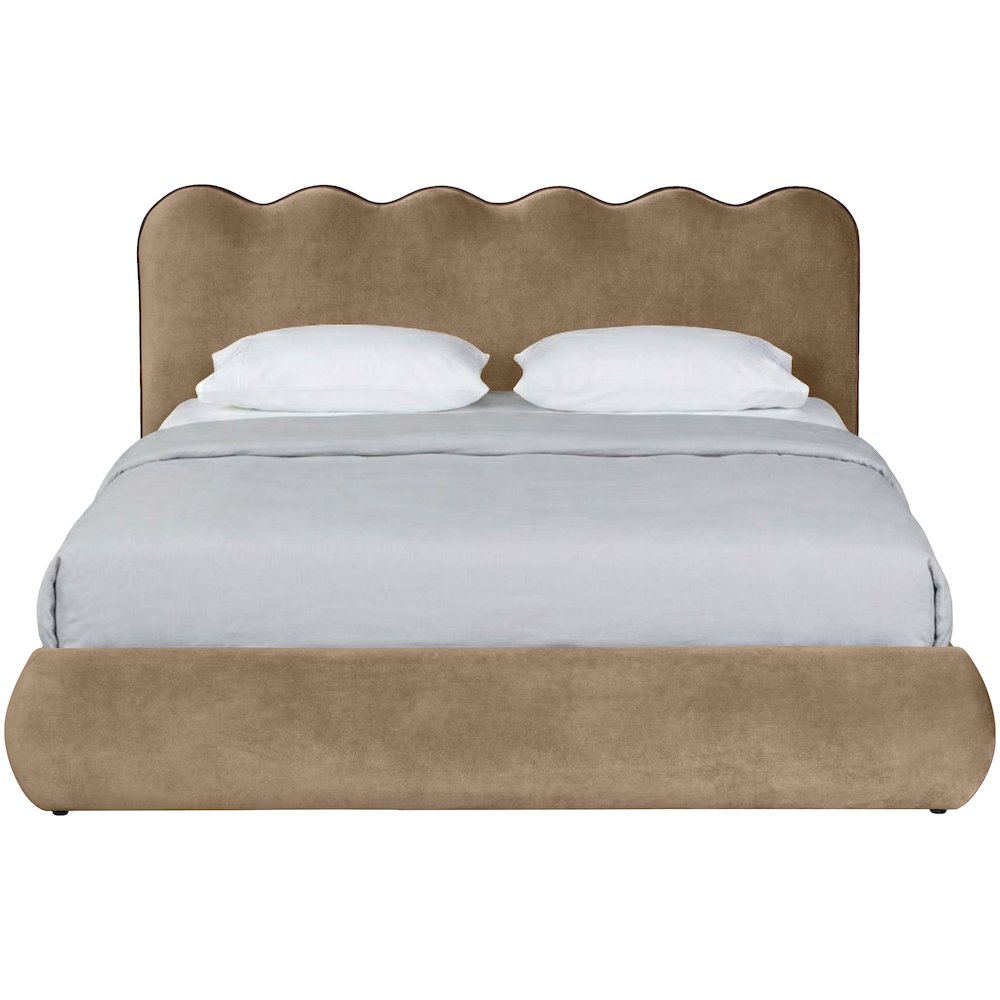 Tempo Beige Velvet Upholstered Full Bed