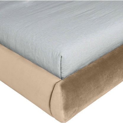 Tempo Beige Velvet Upholstered Full Bed