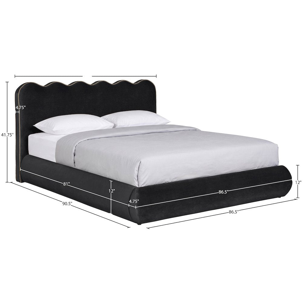 Tempo Black Velvet Upholstered King Bed
